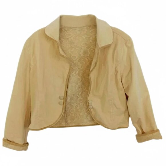 Anthropologie Vintage Reversible Lace / Corduroy Cropped Jacket - Picture 6 of 7